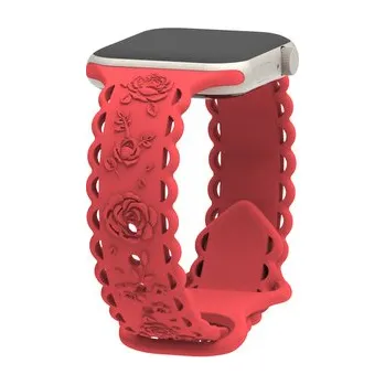 Chytré hodinky Perforované růže řemínek pro Apple Watch 38/40/41/42(S10)mm,Červená