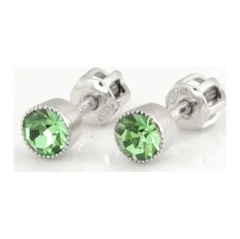 Náušnice Stříbrné náušnice pecičky se zelenými zirkony STNAU2055F