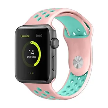 Chytré hodinky Perforovaný řemínek pro Apple Watch 38/40/41/42(S10)mm,Růžovo-tyrkysový