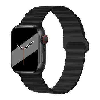 Chytré hodinky Silikonový magnetický řemínek pro Apple Watch 42/44/45/46/49mm,Černá