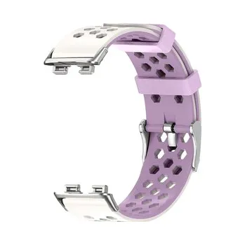 Chytré hodinky Perforovaný řemínek s přezkou Huawei Band 8/9/10,Béžovo-fialová