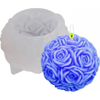Forma na odlévání Silikonové formy na svíčku – koule s květinovým vzorem Velikost: 5,5 x 6,2 cm