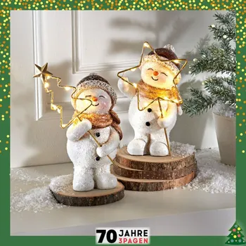 Vánoční dekorace LED sněhulák s jedličkou Výška 15 cm