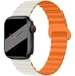 Silikonový magnetický řemínek pro Apple Watch 42/44/45/46/49mm,Béžovo-oranžová