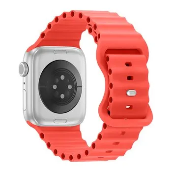 Chytré hodinky Vroubkovaný řemínek pro Apple Watch 42/44/45/46/49mm,Červený
