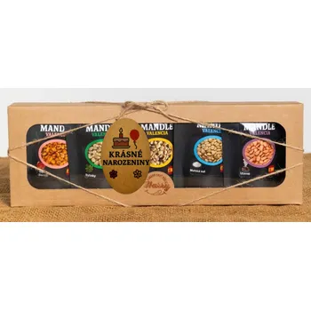Dárková krabička Dárková sada Španělských mandlí mix 5ks krásné narozeniny (Dárková sada Španělských mandlí mix 5ks krásné narozeniny)