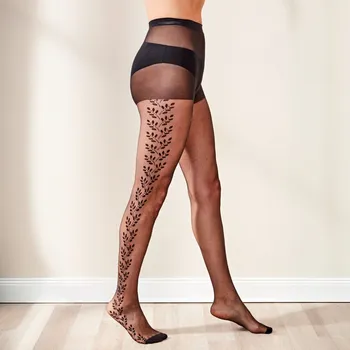 Dámské punčochy 2 vzorované punčochové kalhoty černá XXL