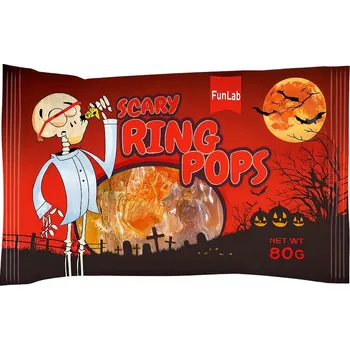 Bonbon Funlab lízátka s ovocnou příchutí ve tvaru prstýnků s lebkou 80 g