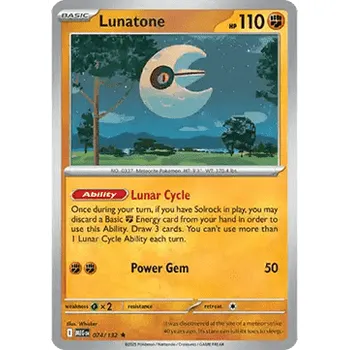 Karetní hra Pokémon MEG 074/132 Lunatone - Mega Evolution Stav: Near Mint, Verze: REVERSE HOLO