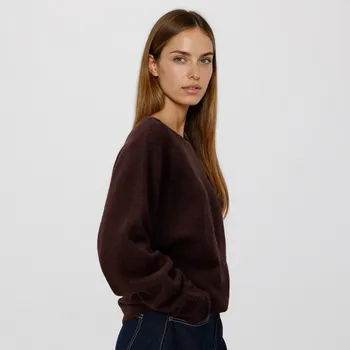 Dámský svetr Reserved - Svetr s příměsí vlny - tmavě hnědá - 128HH-89X - 128HH-89X-XS