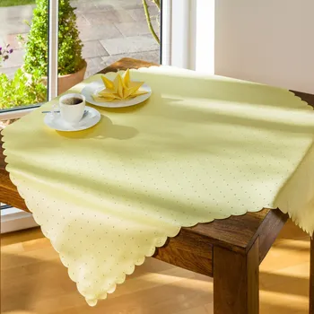 ubrus Žakárový ubrus Puntíky žlutá průměr 150 cm Ø 150 cm