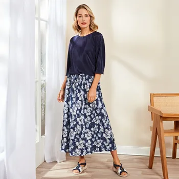 Dámská sukně Sukně modrá/květy XXL