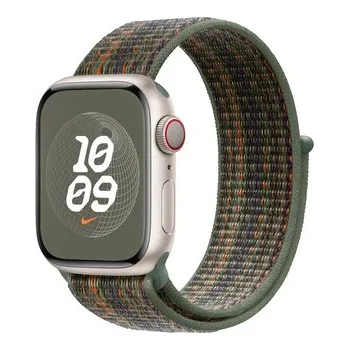 Chytré hodinky Nylonový řemínek pro Apple Watch 42/44/45/46/49mm,Tmavězeleno-oranžová