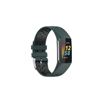 Chytré hodinky Perforovaný řemínek pro Fitbit Charge 5,Tmavězeleno-černý