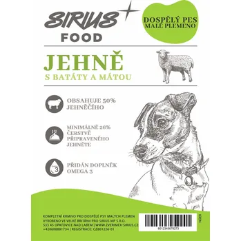 Krmivo pro psa Sirius Food Grain Free dospělý pes minigranule jehně s batáty a mátou Hmotnost: 2kg