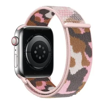 Chytré hodinky Nylonový řemínek kamufláž pro Apple Watch 42/44/45/46/49mm,Růžová Kamufláž