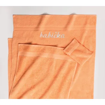 Ručník Froté ručník s výšivkou meruňková 50 x 100 cm