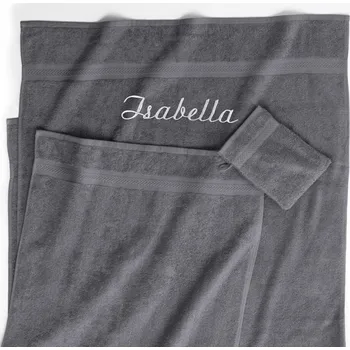 Ručník Froté ručník s výšivkou antracitová 50 x 100 cm