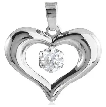 Přívěsek Přívěšek srdce z bílého zlata se zirkonem ZZ1468F + dárek zdarma