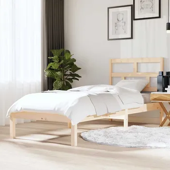 Postel vidaXL Rám postele 75 x 190 cm Small Single masivní dřevo [3101180] Barva: Přírodní