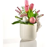 Velikonoční aranžmá v květináči růžová 11,5 x 9 x 18 cm.