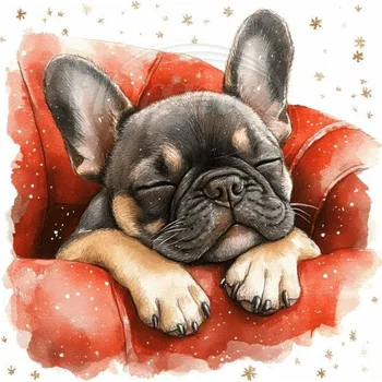 Textilní nažehlovací páska Dante Nažehlovačka Buldoček odpočívá - 6 x 6 cm