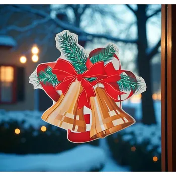 Vánoční dekorace Samolepka na dveře Vánoční zvonky 30 x 30 cm