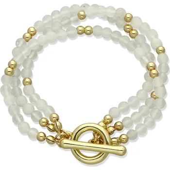 Náramek Yvon Dámský víceřadý náramek s mléčným jadeitem a pozlacenými detaily