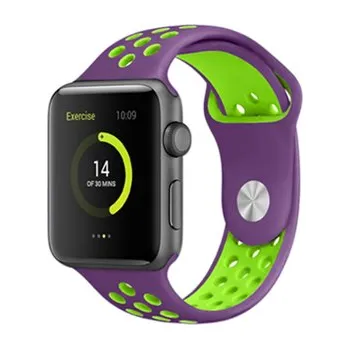 Chytré hodinky Perforovaný řemínek pro Apple Watch 42/44/45/46/49mm,Fialovo-zelený