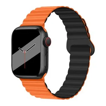 Chytré hodinky Silikonový magnetický řemínek pro Apple Watch 42/44/45/46/49mm,Oranžovo-černá