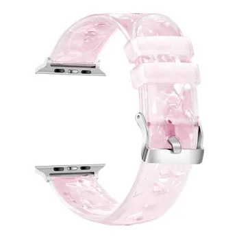 Chytré hodinky Průhledný diamantový řemínek pro Apple Watch 42/44/45/46/49mm,Růžová