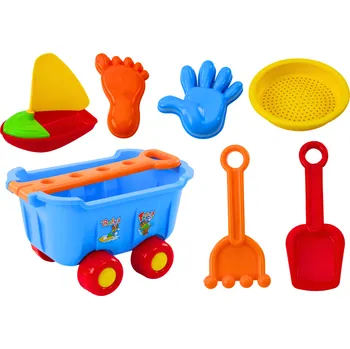 Pískoviště Mamido Sada hraček na písek ve vozíku modrý