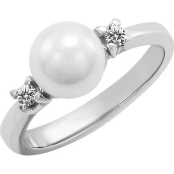 Prsten Zlatý prsten s perlou v diamantovém objetí Nivrutti