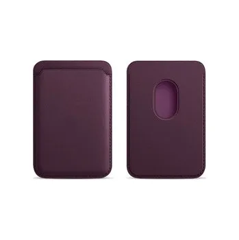 Magsafe magnetická koženková peněženka na telefon,Švestková