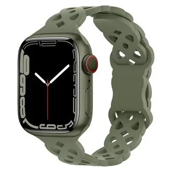 Chytré hodinky Silikonový úzký perforovaný řemínek pro Apple Watch 42/44/45/46/49mm,Khaki