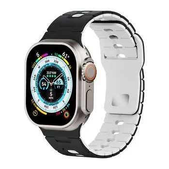 Chytré hodinky Perforovaný dvojbarevný řemínek pro Apple Watch 38/40/41/42(S10)mm,Černo-Bílý