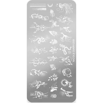 Nicole Diary Razítkovací destička #239 – Abstraktní linky, Vodní tvorové (Stamping)