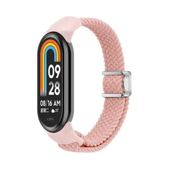 Pletený náramek s magnetickým zapínáním Mi band 8/9/10,Pískově růžový