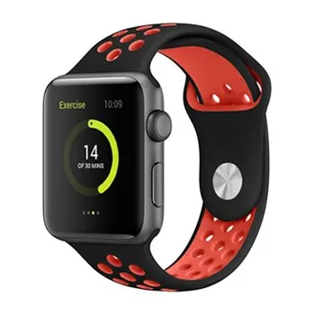 Chytré hodinky Perforovaný řemínek pro Apple Watch 42/44/45/46/49mm,Černo-Červený