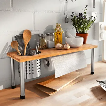 Organizér do kuchyně bambusový stříbrná/hnědá 20x55x18 cm