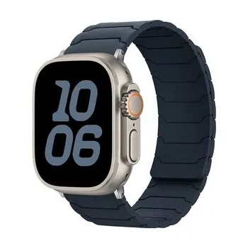 Chytré hodinky Silikonový magnetický řemínek pro Apple Watch 42/44/45/46/49mm,Tmavě modrý