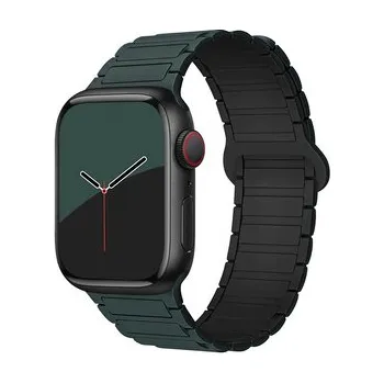 Chytré hodinky Dvojbarevný magnetický řemínek pro Apple Watch 38/40/41/42(S10)mm,Tmavězeleno-černý