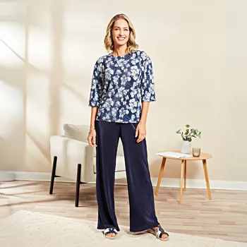 Dámská halenka Halenka modrá/květy M