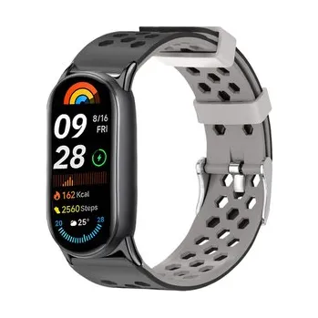 Chytré hodinky Perforovaný řemínek s přezkou Mi band 8/9/10,Černo-Šedá