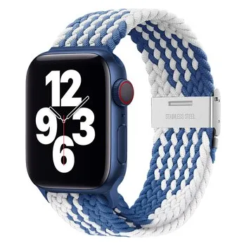 Chytré hodinky Pletený řemínek pro Apple Watch 42/44/45/46/49mm,Modro-bílý