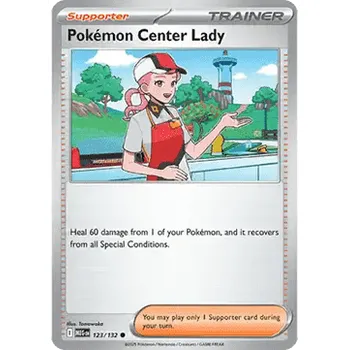 Sběratelská karetní hra MEG 123/132 Pokémon Center Lady - Mega Evolution Stav: Near Mint, Verze: REVERSE HOLO