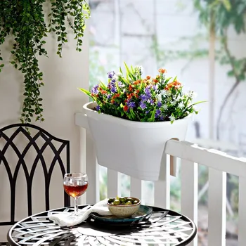 Květináč 3Pagen Závěsný balkonový truhlík bílá 58x28,5x24 cm