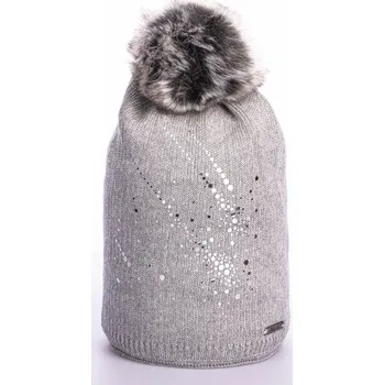 Dámské tričko Zimní čepice s bambulí a třpytkami šedá uni