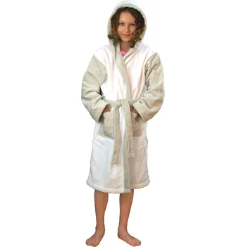 Dívčí župan Dětský župan s kapucí bílá/šedá 2 - 4 roky