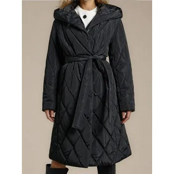 Sinsay - Prošívaný kabát s kapucí - černá - 576FH-99X - 576FH-99X-XS